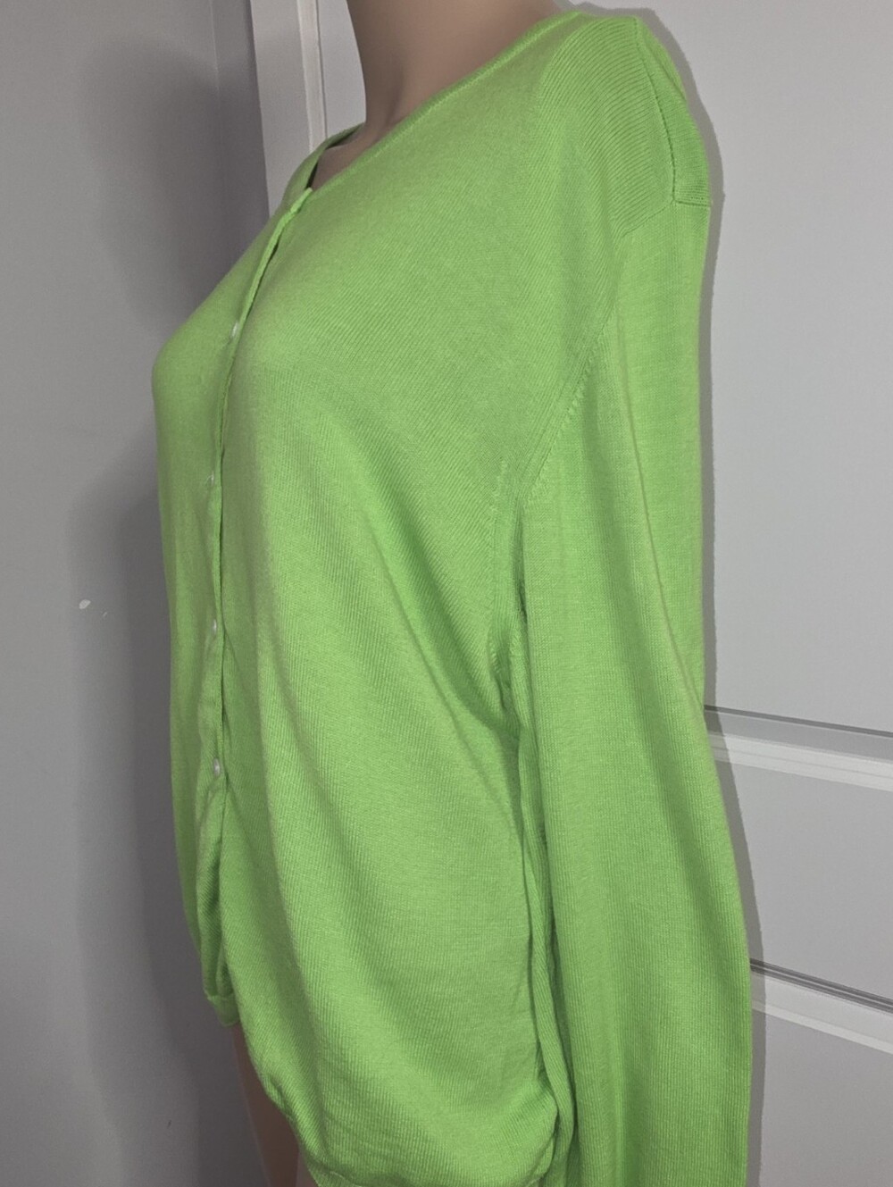 Lilly Pulitzer VTG White Label Lime Green Cardigan Cotton Made in Portugal Sz XL